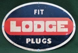 Fit Lodge Plugs vintage tin advertising sign. Approx. 31cms x 46cms Used condition, wear to sign