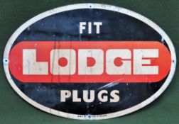 Fit Lodge Plugs vintage tin advertising sign. Approx. 31cms x 46cms Used condition, wear to sign