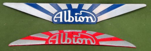 Two Albion painted cast metal lorry/bus badges Both in used condition, slight wear