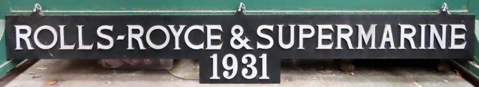 Good quality painted metal Rolls Royce and SuperMarine 1931 hanging sign, possibly home made.