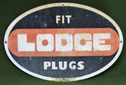 Fit Lodge Plugs vintage tin advertising sign. Approx. 31cms x 46cms Used condition, wear to sign