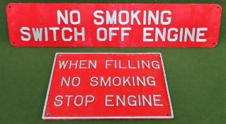 Two aluminium no smoking signs Both in used condition, wear to signs