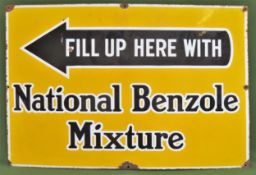 National Benzole Mixture enamel advertising sign. Approx. 61 x 91cm Used condition, wear to enamel