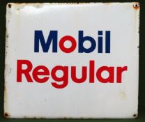 Mobil Regular vintage enamelled advertising sign. Approx. 30.5cms x 35cms Used condition, wear to