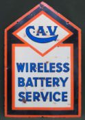Cav double sided enamel advertising sign. Approx. 81 x 53cm Used condition, wear to enamel