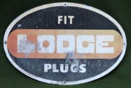 Fit Lodge Plugs vintage tin advertising sign. Approx. 31cms x 46cms Used condition, wear to sign