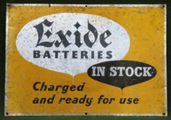 Exide Batteries aluminium advertising sign. Used condition, wear to enamel