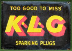 KLG wall mounting enamel advertising sign. Approx. 35 x 50cm Used condition, wear to enamel