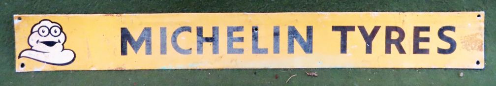 Michelin Tyres vintage advertising shelf strip. Approx. 6cm x 48cm Used condition, wear to sign