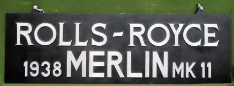 Good quality painted metal Rolls Royce 1938 Merlin Mk11 hanging sign, possibly home made. Approx.