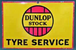 Dunlop Stock Tyre Service enamel advertising sign. Approx. 51 x 76cm Used condition, wear to enamel