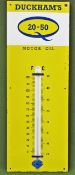 Duckhams motor oil themometer20-50 enamel advertising sign. Approx. 92 x 33cm Used condition, wear