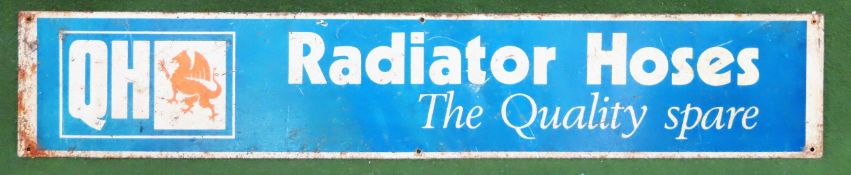 QH Radiator Hoses tin sign. Approx. 11.5 x 62.5cm Used condition, wear to sign