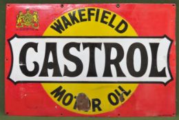 Castrol Motor Oil enamel advertising sign. Approx. 51 x 76cm Used condition, wear to enamel