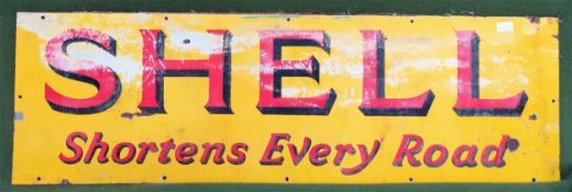 Shell enamel advertising sign. Approx. 41 x 130cm Used condition, wear to enamel