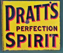 Pratts Spirit double sided wall mounting enamel advertising sign. Approx. 46 x 53cm Used