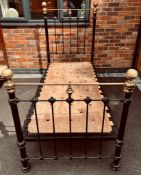 IRON AND BRASS SINGLE BED, APPROXIMATELY 91 x 192cm