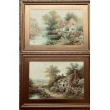 R THORNTON, WATERCOLOURS, A PAIR, EACH FRAMED AND GLAZED AND APPROXIMATELY 36 x 54cm