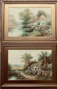 R THORNTON, WATERCOLOURS, A PAIR, EACH FRAMED AND GLAZED AND APPROXIMATELY 36 x 54cm