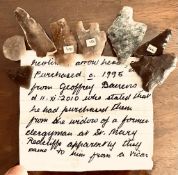 COLLECTION OF EIGHT ARROWHEADS AND SCRAPERS