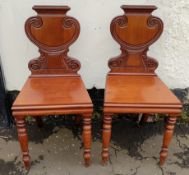 GOOD PAIR OF MAHOGANY HALL CHAIRS