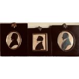 THREE SILHOUETTE PORTRAITS, CENTRE OF R D WHITE OF COLERAINE, APPROXIMATELY 7 x 5.5cm