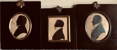 THREE SILHOUETTE PORTRAITS, CENTRE OF R D WHITE OF COLERAINE, APPROXIMATELY 7 x 5.5cm