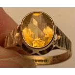 9ct GOLD RING WITH A CITRINE APPROX 2.5ct, WEIGHT APPROXIMATELY 2.7g, SIZE A+