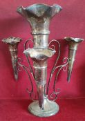 EARLY HALLMARKED SILVER FOUR SCONCE EPERNE BY WALKER AND HALL. APPROX. 35.5CM H X 31.5CM W X 30CM D.