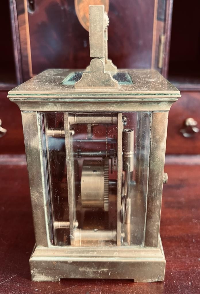 BRASS CASED CARRIAGE CLOCK WITH KEY - Image 2 of 2