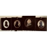 18th CENTURY PORTRAIT SILHOUETTE MINIATURE (SECOND FROM LEFT) PLUS THREE OTHERS, SEE REVERSE FOR