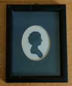 FRAMED MINIATURE SILHOUETTE PORTRAIT OF FANNY ESKRIGGE, APPROXIMATELY 6.5 x 5cm