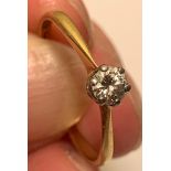 18ct PLATINUM RING WITH APPROX 0.25ct SOLITAIRE DIAMOND, WEIGHT APPROXIMATELY 1.8g, SIZE Q