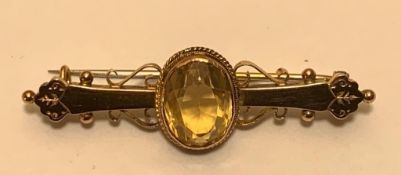15ct GOLD BROOCH WITH APPROX 3.5ct CITRINE, WEIGHT APPROXIMATELY 4.2g