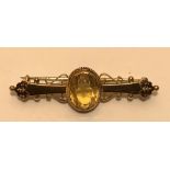 15ct GOLD BROOCH WITH APPROX 3.5ct CITRINE, WEIGHT APPROXIMATELY 4.2g