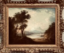 AFTER NASMITH, OIL ON CANVAS- LOCH ARD, PERTHSHIRE, SCOTLAND, WITHIN SWEPT FRAME, APPROXIMATELY 30 x