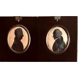 TWO SILHOUETTES IN SIMILAR FRAMES BY ARTIST MR E WHITTLE, OF JOHN RANDOLPH (LEFT) AND JAMES