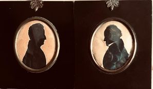 TWO SILHOUETTES IN SIMILAR FRAMES BY ARTIST MR E WHITTLE, OF JOHN RANDOLPH (LEFT) AND JAMES