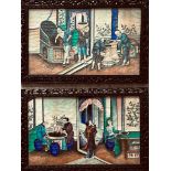 PAIR OF CHINESE PAINTINGS ON RICE PAPER OF 'COURT SCENES', APPROXIMATELY 17 x 29cm