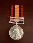 QUEENS SOUTH AFRICA TWO BAR BELFAST AND NATAL- PRIVATE A REID, DEVON REGIMENT, EARLY MEDAL, GHOST