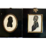 TWO 19th CENTURY SILHOUETTE PORTRAITS- PROCTER AND NESBITT, FRAME SIZE APPROXIMATELY 14 x 12cm