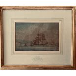 EARLY 19th CENTURY WATERCOLOUR- HMS LEANDER (SEE INFORMATION) (8th APRIL), APPROXIMATELY 22.5 x 24.