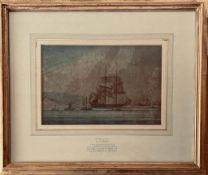 EARLY 19th CENTURY WATERCOLOUR- HMS LEANDER (SEE INFORMATION) (8th APRIL), APPROXIMATELY 22.5 x 24.