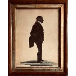 FULL LENGTH SILHOUETTE PORTRAIT OF GENT, SEE REVERSE FOR DETAILS, APPROXIMATELY 26 x 19.5cm