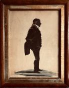 FULL LENGTH SILHOUETTE PORTRAIT OF GENT, SEE REVERSE FOR DETAILS, APPROXIMATELY 26 x 19.5cm