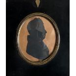 SILHOUETTE PORTRAIT OF A GENTLEMAN, INFORMATION ON REVERSE, APPROXIMATELY 10 x 8cm OVAL
