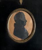 SILHOUETTE PORTRAIT OF A GENTLEMAN, INFORMATION ON REVERSE, APPROXIMATELY 10 x 8cm OVAL