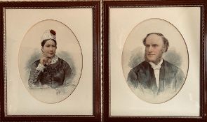 PAIR OF WATERCOLOUR PORTRAITS- LAURENCE HENRY BYRNES BA AND FIRST WIFE, ONE SIGNED W CLARK, SEE