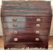 18th CENTURY FOUR DRAWER FALL FRONT WRITING BUREAU, APPROXIMATELY 110 x 102 x 51cm
