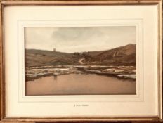 ARTHUR WILDE PARSONS 1852-1931, WATERCOLOUR- CRANTOCK, NORTH CORNWALL FROM THE ESTUARY, FRAMED AND